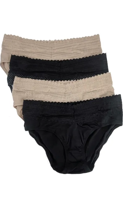 Warner's Women's No Pinches No Problems Hipster Panty 4 pack black & beige￼ S/5