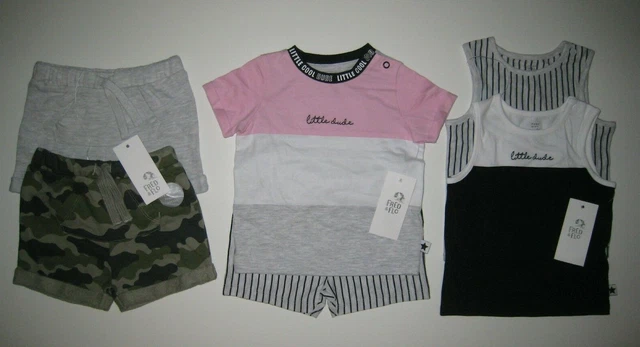 BNWT F&F BABY BOYS 3 x OUTFIT SET BUNDLE LOT - T-SHIRT SHORTS - 3-6 MONTHS