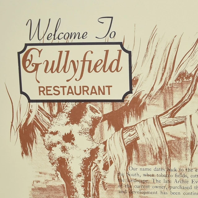 1960s Gullyfield Seafood Restaurant Placemat Myrtle Beach South Carolina