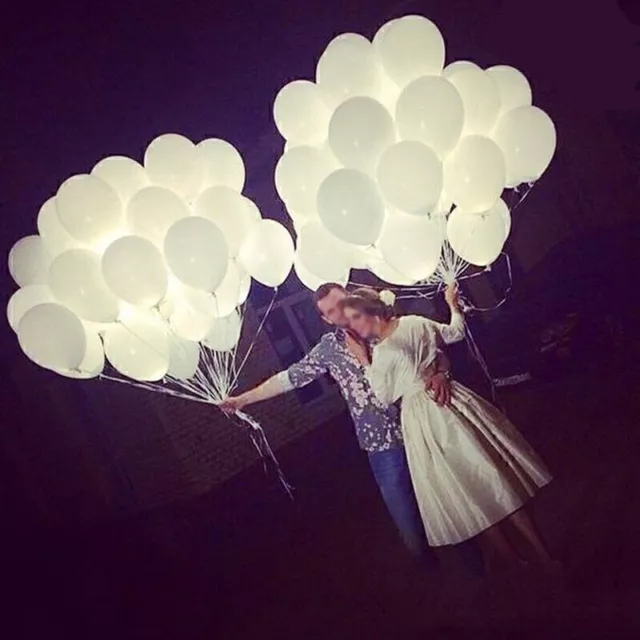 50x LED 30cm Helium White Balloons for Wedding Party Child Birthday Air Ball LOV 3