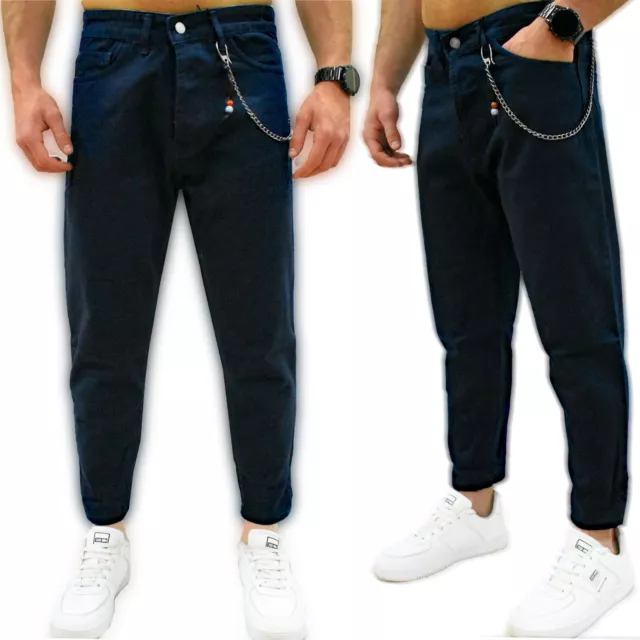 Baggy jeans uomo Denim blu Moda Boyfriend Casual Tinta unita Pantaloni Comfort