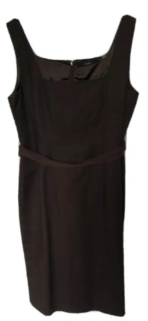Tahari Women's 8 Sheath Dress Brown Belted Lined Sleeveless Dressy Cruise