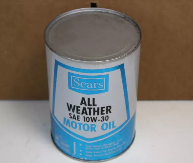 FULL NEAR MINT * 1960s era SEARS ALL WEATHER MOTOR OIL Old All Metal 1