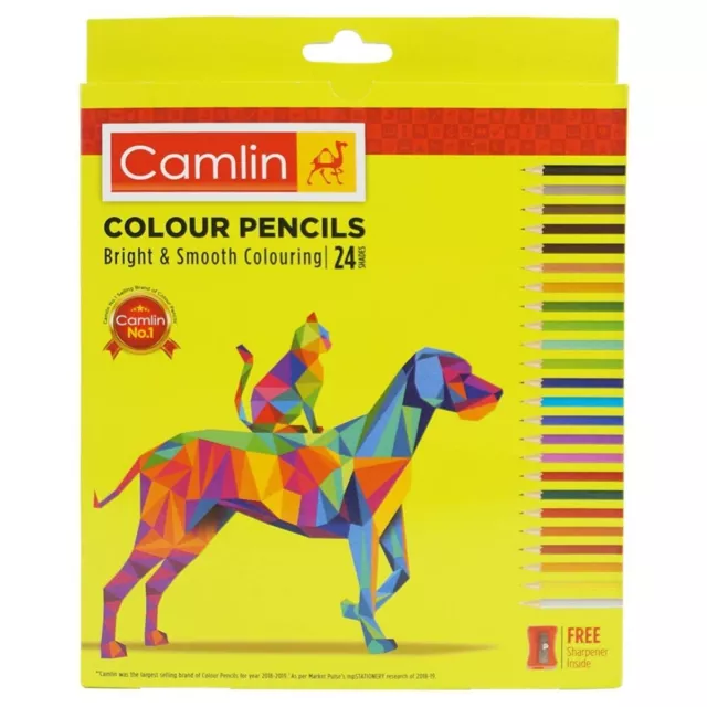 Lápices de colores Camlin kokuyo extra largos de 24 tonos para niños y artistas