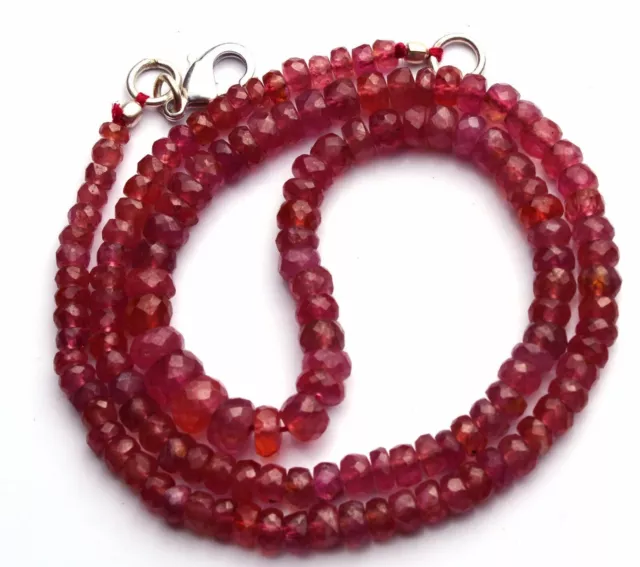 Natural Gem Pink Sapphire Micro Faceted 4-7Mm Rondelle Beads Necklace 145Cts 17"