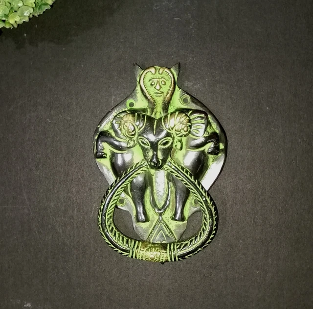 Goat Face Door Knocker With Twin Elephants Victorian Design Brass Handmade AJ042