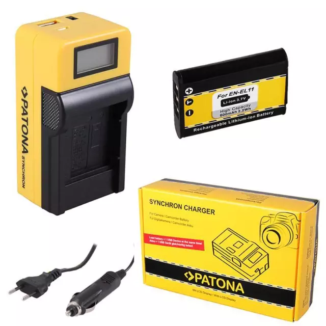 Batería Patona + Cargador Synchron LCD USB para Nikon EN-EL11