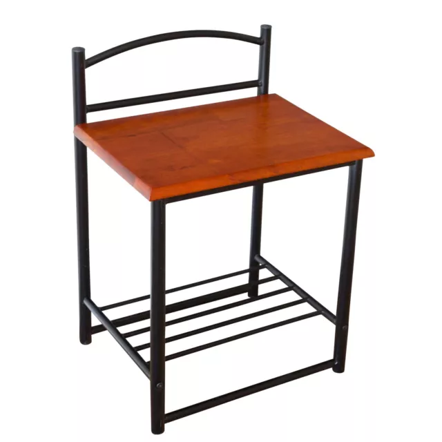 Table de chevet nuit meuble rangement en métal bois noir vintage lit Homestyle4u