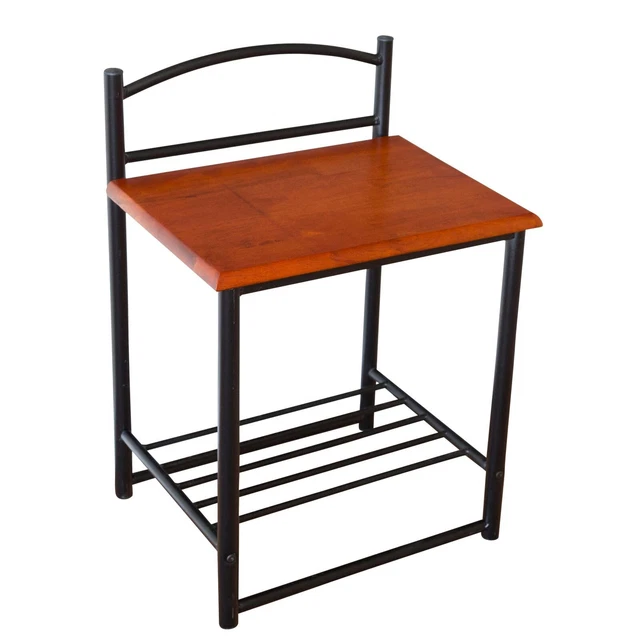 Table de chevet nuit meuble rangement en métal bois noir vintage lit Homestyle4u Table de chevet nuit meuble rangement en métal bois noir vintage lit Homestyle4u