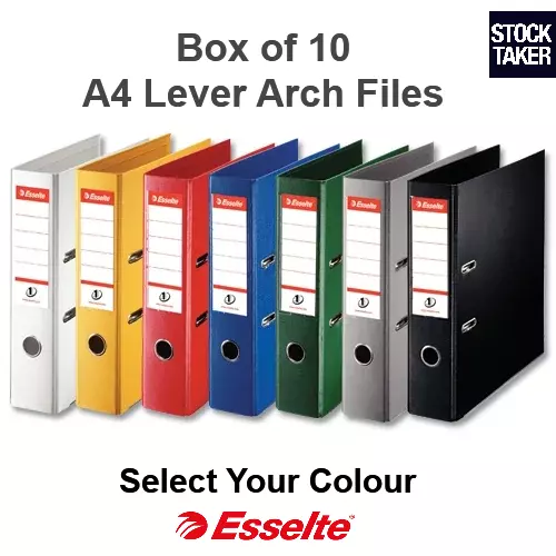 10-Pack Esselte A4 Lever Arch Files Folders 75mm Polyprop Yellow Burgundy VAT