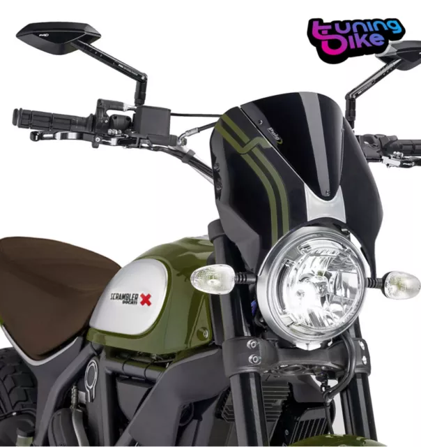 Puig Cupolino Retro Ducati Scrambler Desert Sled 17-22 Nero-Nero