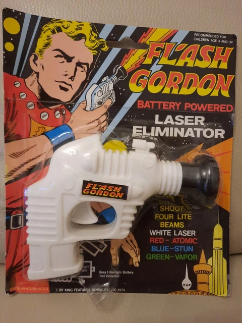 VINTAGE FLASH GORDON Battery Powered Laser Eliminator Plastic Toy Gun ...