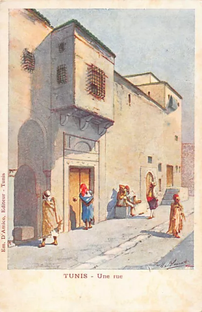 Tunisie - TUNIS - Une rue - Illustrateur - Ed. Em. d'Amico