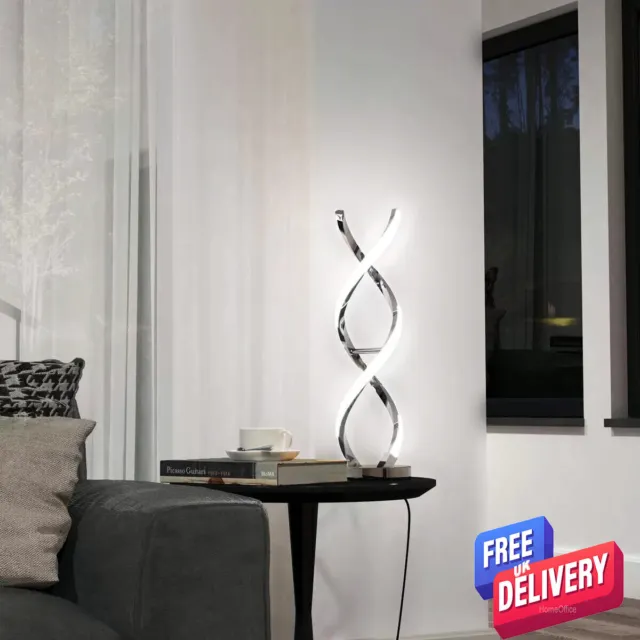 Artika Chrome Swirl LED Table Lamp Light Dimmable 3 Settings