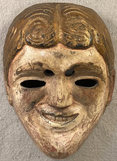 Antique Vtg Mexican  Man Ritual Dance Mask Wooden Hand carved Folk Art