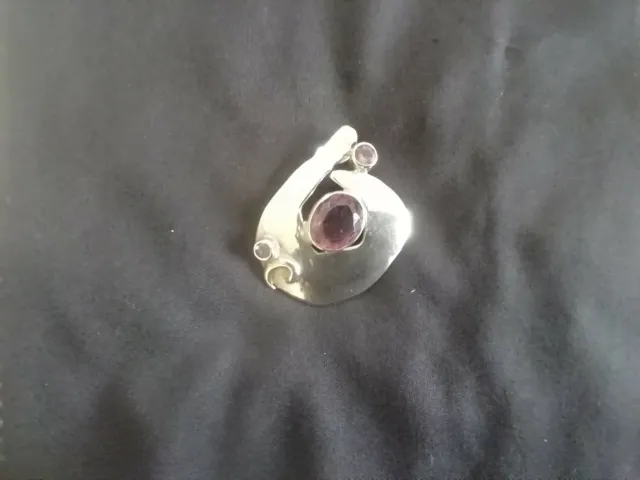 Solid Sterling Silver And Amethyst Pendant