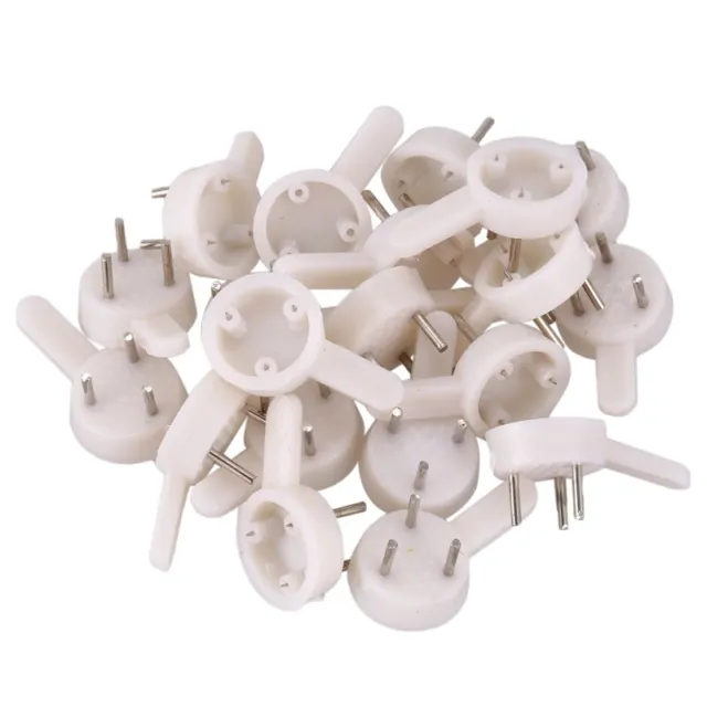 20 pcs plastic heavy wall picture frame hooks hangers 3-pin small white P4M4