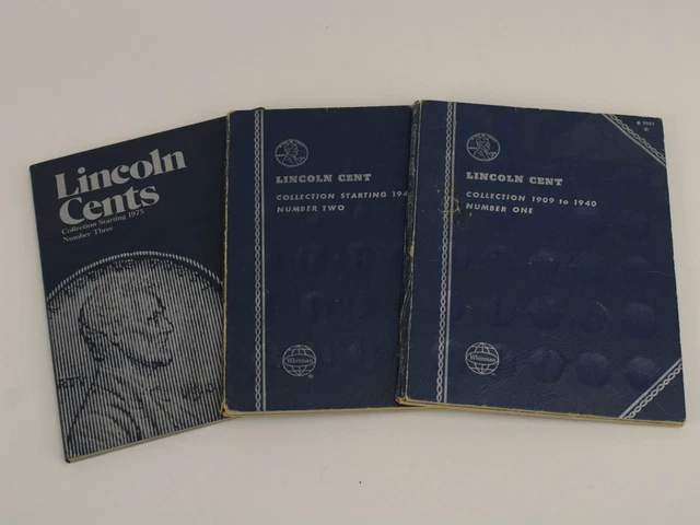 Whitman Lincoln Cent Collection 1-3: 42 1909-40 & Complete Starting 1941 & 1975