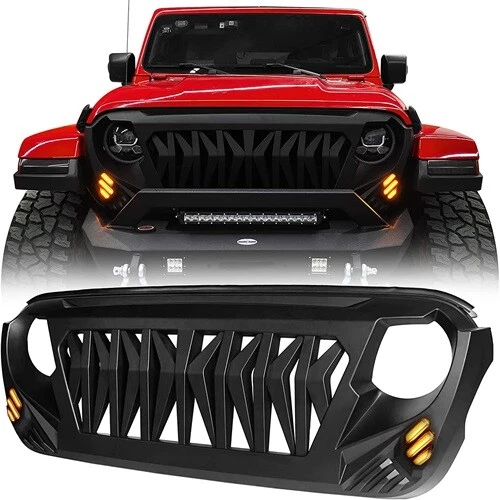 FRONT GRILL COVER Shark Grille Guard for 20182023 Jeep Wrangler JL