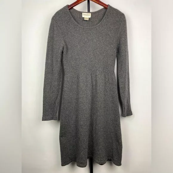 Vintage Neiman Marcus Gray Knit 100% Cashmere Sweater Dress SIZE MEDIUM