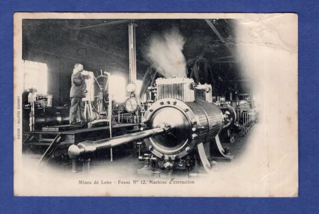 Hf * CPA / Carte Postale : Mines de Lens - Fosse N°12 Machine d'extraction 1902