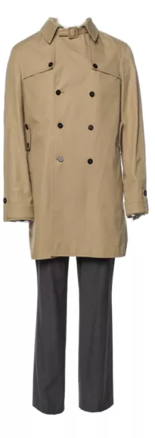 Thom Browne Black Fleece BB2 Tan Summer Trench Double-Breasted Trench Coat Mens