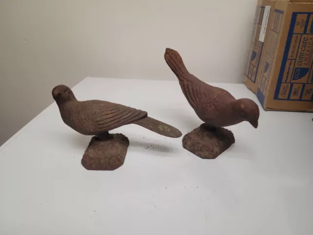 Antique Pair of Cast Iron dove/bird door stop/finial Garden Decor Rare