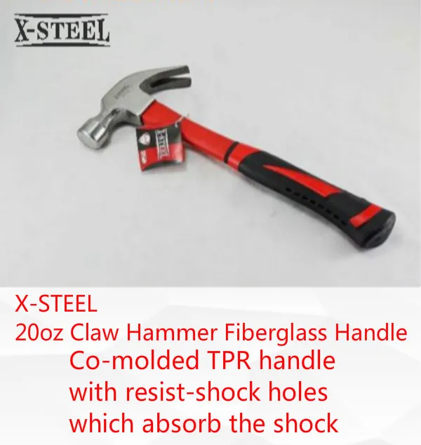 X-STEEL 20oz Claw Bent Curved Jaw Rip Hammer Resist-Shock Handle