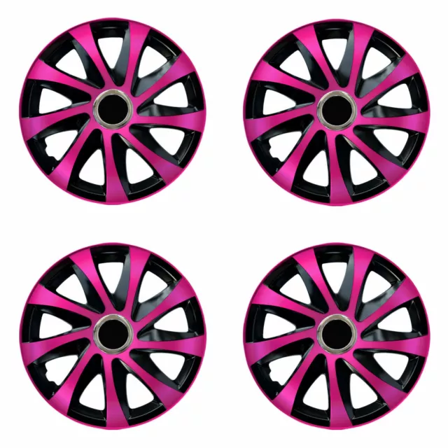 15" Hubcaps Wheel Covers Trims 15 inch Set of 4 Durable Pink ABS Plastic Trim UK