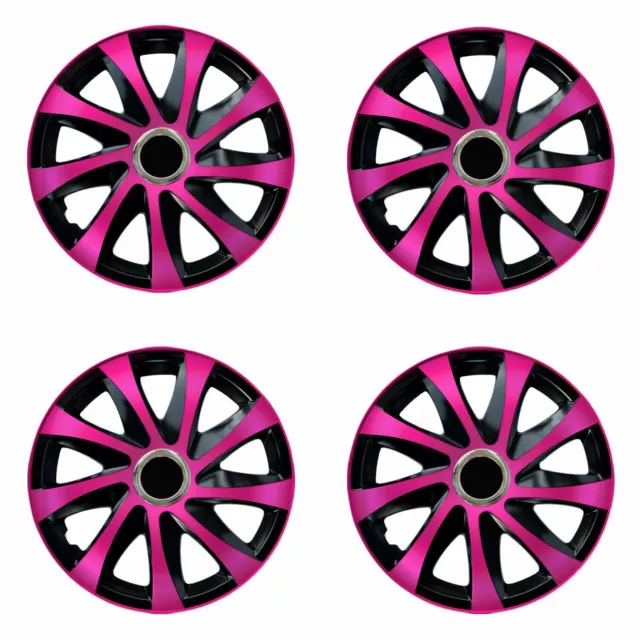Copriruota 15" copriruota finiture 15 pollici set di 4 finiture in plastica ABS rosa resistenti UK