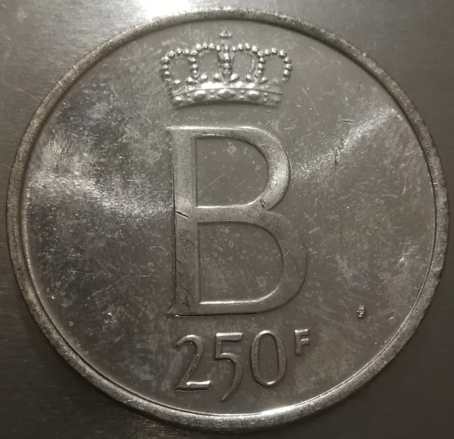Monnaie BELGIQUE 250 francs BU 1976 FR ARGENT BAUDOUIN BELGES - Tranche étoilée 2