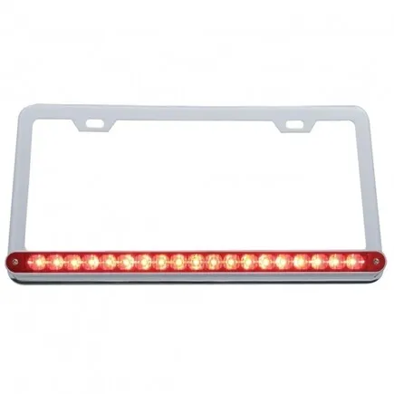 United Pacific 37947 License Plate Frame   Chrome, With 19 Led 12" Reflector
