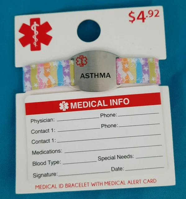 Medical-Alert ID Bracelet Emergency First Aid Cloth Wristband Unisex Asthma Unic