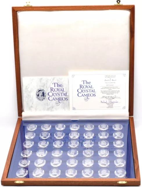 42 Royal Crystal Cameos in boxed set by Danbury Mint no 1408 with certificate