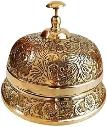 Table Desk Bell Antique Vintage Brass Hotel Service Ornate Reception Counter