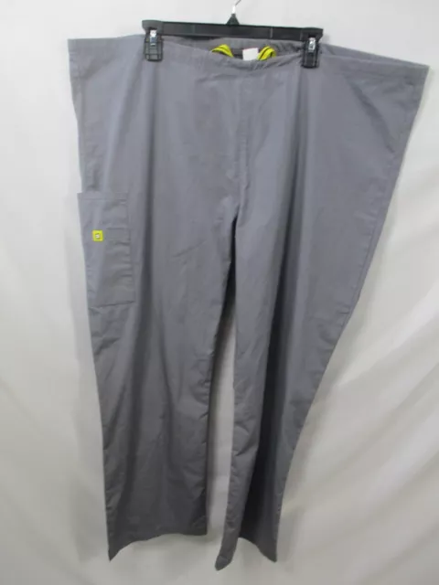 Wonder Wink Womens Scrub Pants 2X Gray Drawstring Pocket Straight Leg Polyester