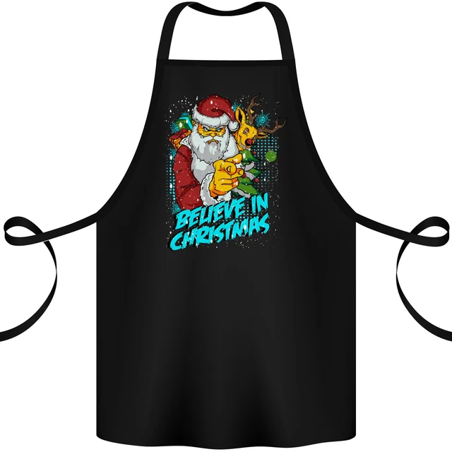 Believe in Christmas Funny Santa Xmas Cotton Apron 100% Organic