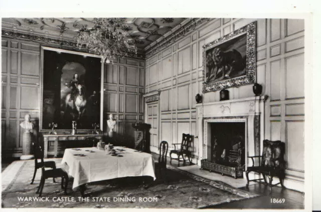 Warwickshire Castle Postcard - The State Dining Room - Real Photo - Ref 17154A