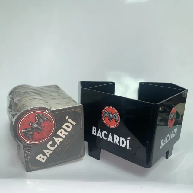 Bacardi Rum Bar Caddy Napkin Straw Swizzel  Holder And Coasters