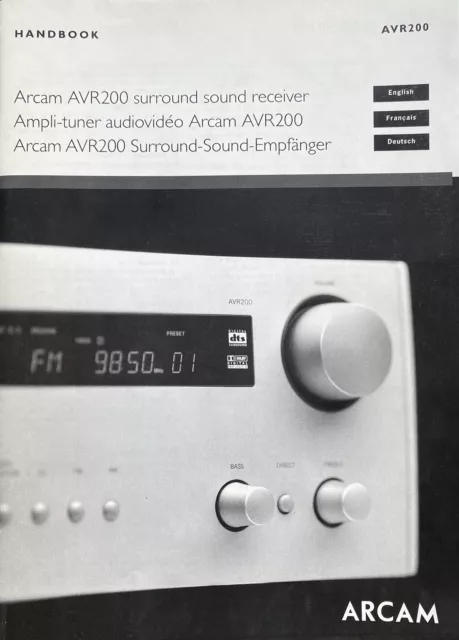 Arcam AVR 200 Surround Sound Receiver original Bedienungsanleitung Top Zustand