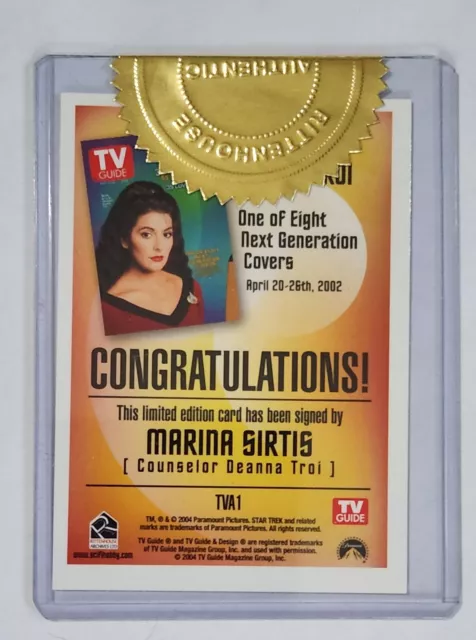 Star Trek Quotable TNG Marina Sirtis TV Guide Auto Card TVA1  - 2 Case Incentive 2