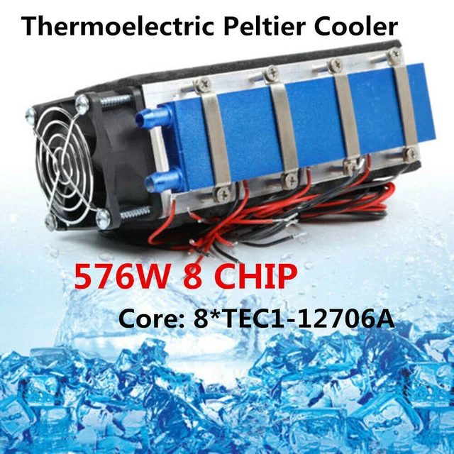 576W Thermoelectric Peltier Cooler Air Cooling DIY 8-Chip 12V For Refrigeration