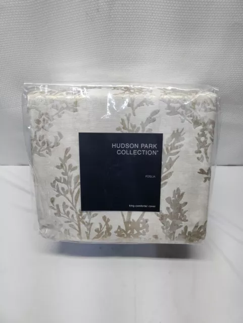 Hudson Park Collection Foglia King Comforter Cover ( Duvet ) Jacquard Pattern