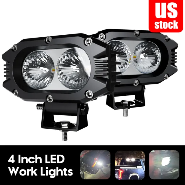 2x Spot Single Row 4inch LED Work Light Pods Fog Driving Lamp Offroad For Truck