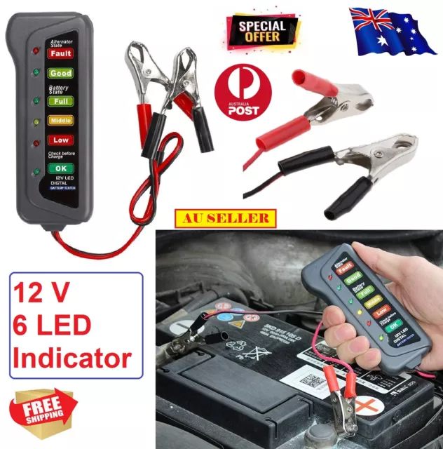 12V Battery Load Tester 6 LED Lights Analyser Check Vehicle Diagnostic System