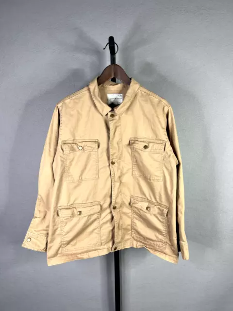 Lucky Brand Jacket Mens XL Tan Snap Zipper Unlined Military