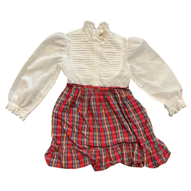Vintage Youngland Plaid Cottage Core Dress size 6X 80s