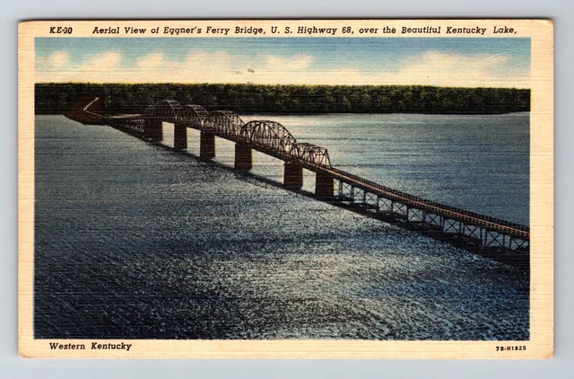 U.S Hwy 68 KY- Kentucky, Aerial View, Eggner's Ferry Bridge, Vintage Postcard