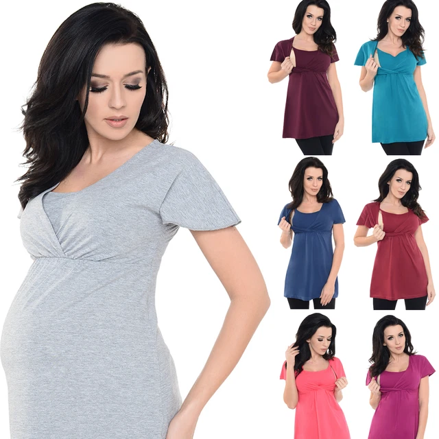 Purpless 2in1 Maternity and Nursing Short Sleeved Cotton Top Tee 7742