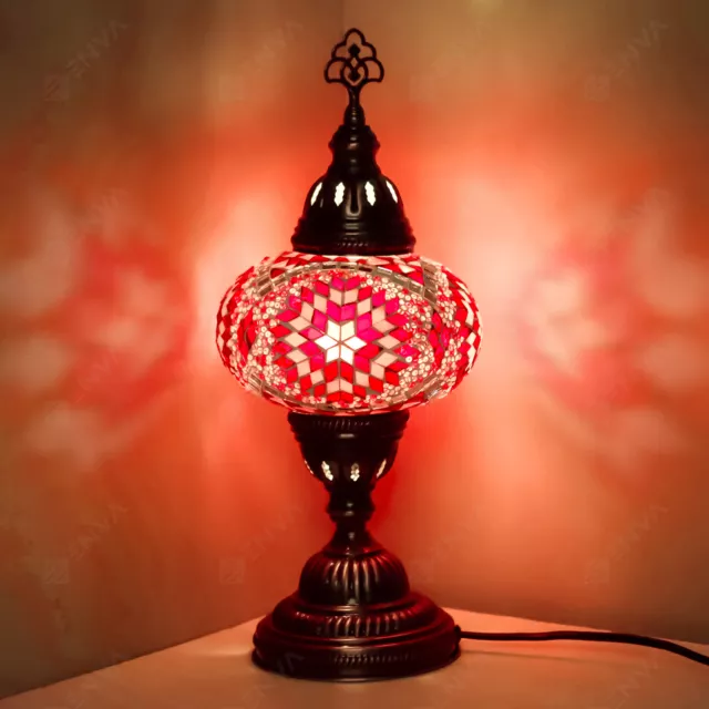 Lampada tavolo da scrivania con lampada multicolore a mosaico marocchino turco